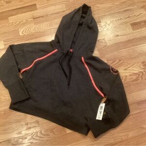 NWT Calvin Klein Performance vDark Gray Shortie Hoodie with Pink Coral Trim